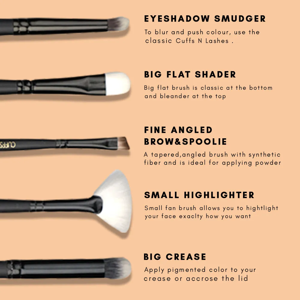 Cuffs N Lashes Makeup Brushes Set of 14