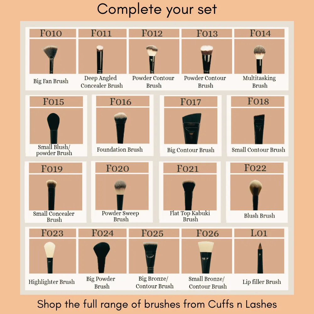 Cuffs N Lashes Makeup Brushes Set of 14