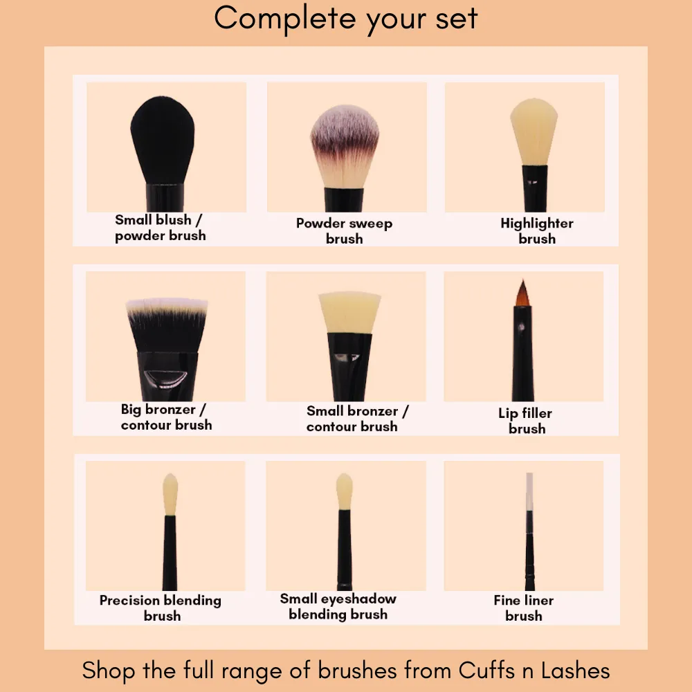 Cuffs N Lashes Makeup Brushes Set of 14