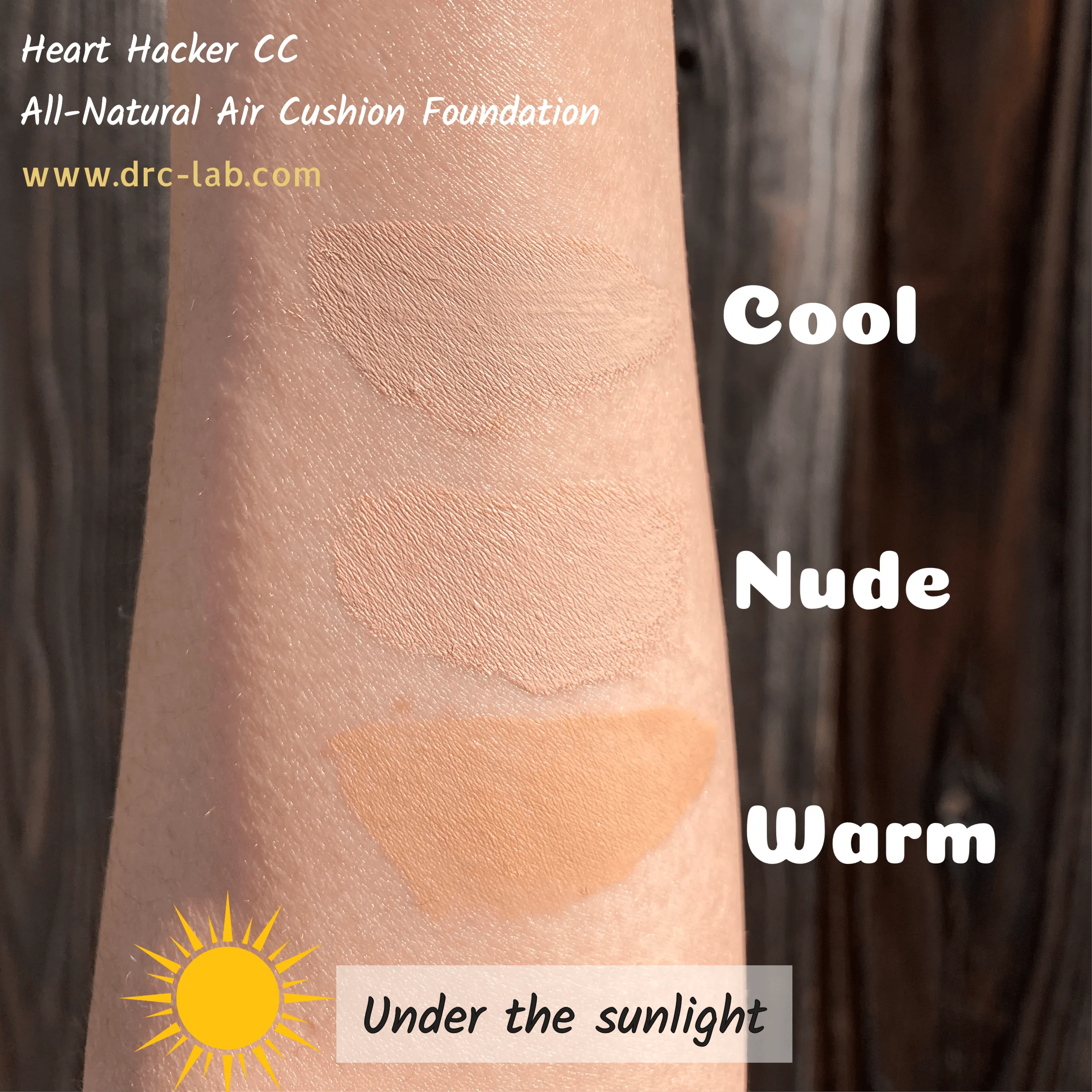 DR.HC Heart Hacker CC 6 In 1 Air Cushion Foundation (3 Shades) (15g, 0.53oz.) (Natural UV Care, Anti-aging, Anti-acne, Skin recovery...)