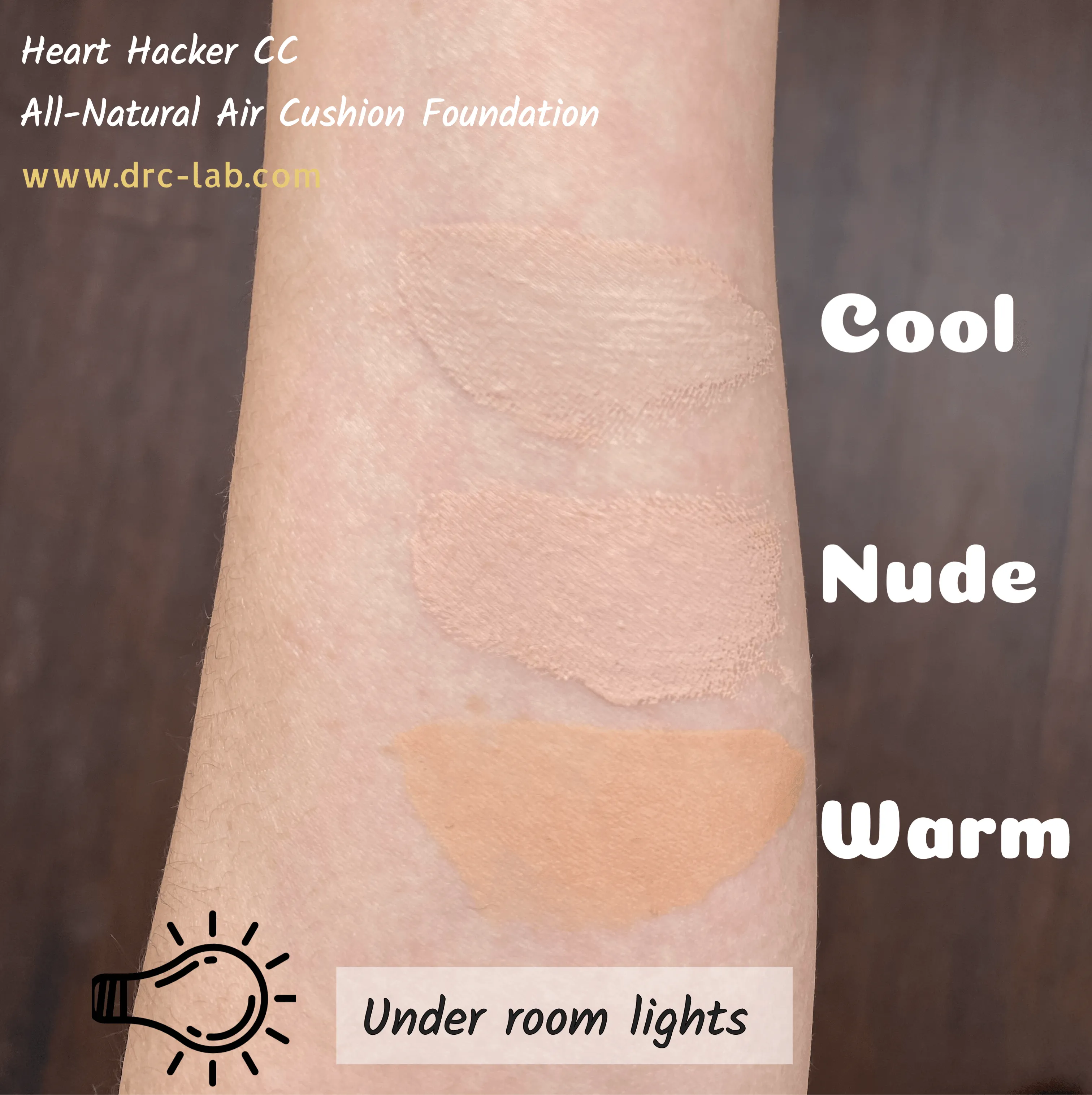 DR.HC Heart Hacker CC 6 In 1 Air Cushion Foundation (3 Shades) (15g, 0.53oz.) (Natural UV Care, Anti-aging, Anti-acne, Skin recovery...)