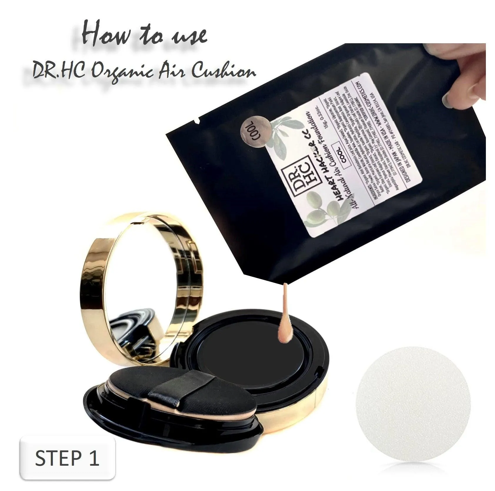 DR.HC Heart Hacker CC 6 In 1 Air Cushion Foundation (3 Shades) (15g, 0.53oz.) (Natural UV Care, Anti-aging, Anti-acne, Skin recovery...)