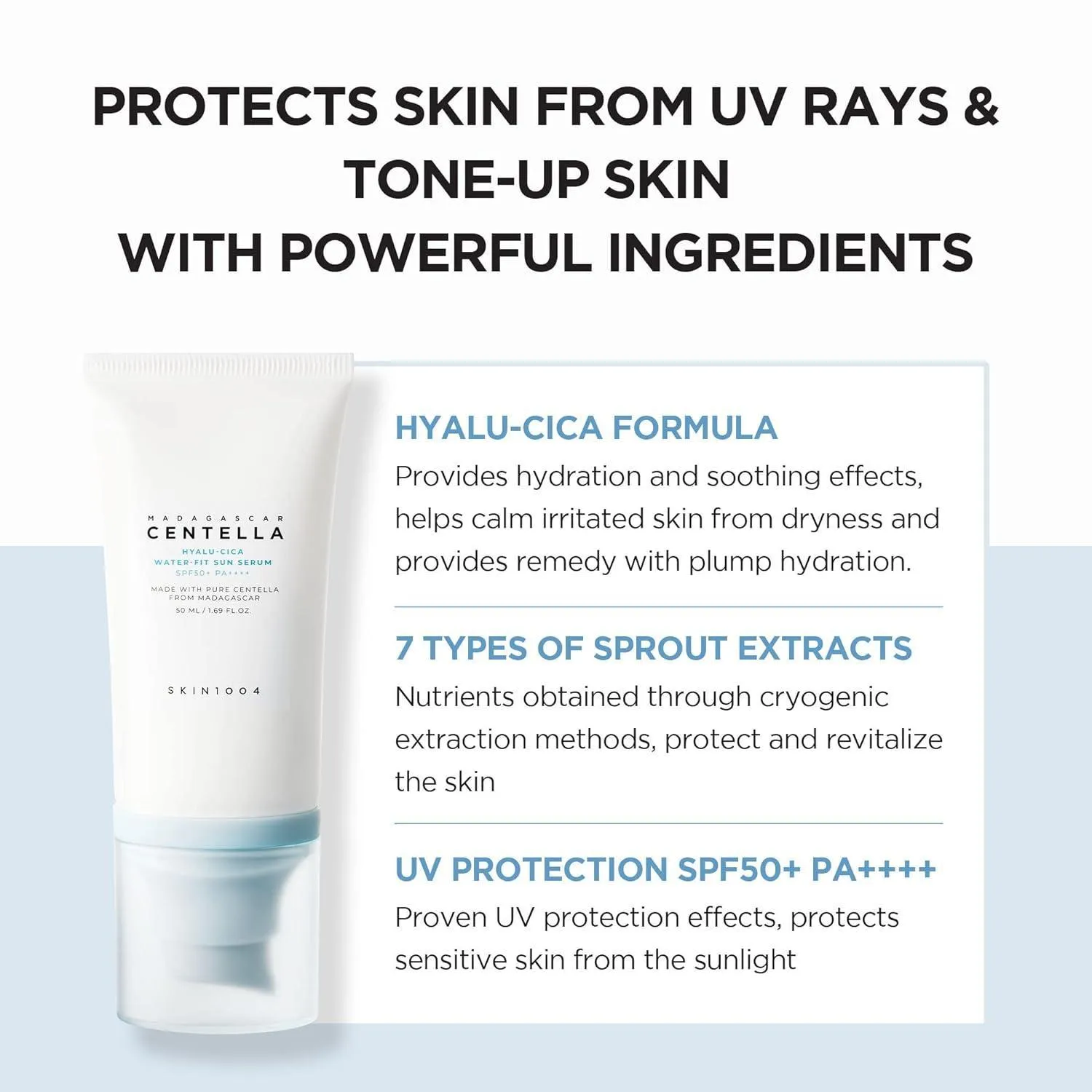 Skin1004 - HYALU-CICA WATER-FIT SUN SERUM SPF50  PA     - 50ml